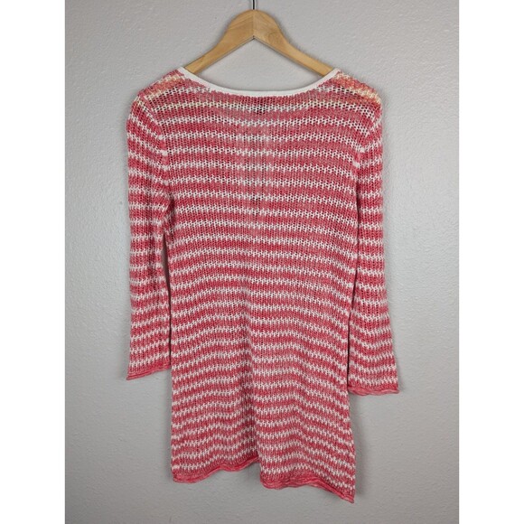Tommy Bahama Women's S Shift Tunic Top Pink Linen Blend Casual Linen Stripe 196 - Picture 2 of 8